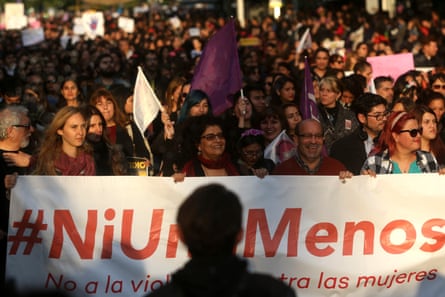 Hundreds of people took part in the march in Santiago, Chile.
