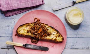 Beef mince on dripping toast.