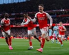 Arsenal 1-0 Burnley: Premier League – as it happened Mikel Artetas side moved closer to a first league title in 22 years after Kai Havertzs first-half headerArsenal and Burnley emerge to a pyro-party at the Emirates. Well get going shortly.Martin Ødegaards had a stop-start season with injuries, scoring just once. But he was excellent off the bench against West Ham last time out, showing off his close control in the area before laying off for Leandro Trossards winner. The captain starts tonight, his 16th of this league campaign. Continue reading...