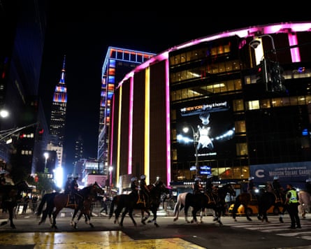 A shot of Madison Square Garden at night