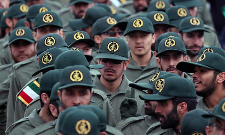 Members of the Iranian Revolutionary Guards in Tehran, Iran, on 11 February 2019.