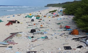 Plastic debris on East Beach, Henderson Island.