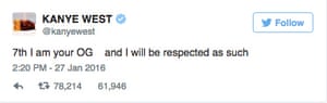Kanye West tweets.