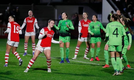 Arsenal’s Lotte Wubben-Moy celebrates scoring their second goal.