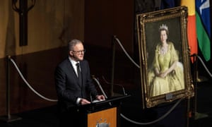 AUSTRALIA-BRITAIN-ROYALS-QUEEN<br>Australia's Prime Minister Anthony Albanese speaks during the national memorial service to celebrate the life of Britain's Queen Elizabeth II in the Great Hall of Parliament House in Canberra on September 22, 2022. (Photo by AFP) (Photo by STR/AFP via Getty Images)