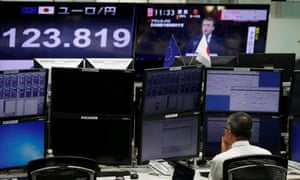 A foreign exchange trading company in Tokyo today, as the yen fell against the euro as the French election results came in .