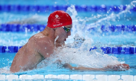 Duncan Scott of Team GB competes in the men's 200m individual medley final, where he won silver.