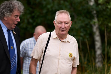 Kevin Horne walking in a field where the confrontation took place.