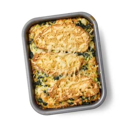Felicity Cloake’s strata – a cooked strata in a pan
