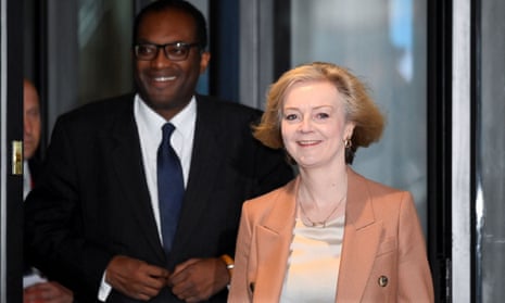 Liz Truss and Kwasi Kwarteng on Tuesday at the Conservative party conference in Birmingham.