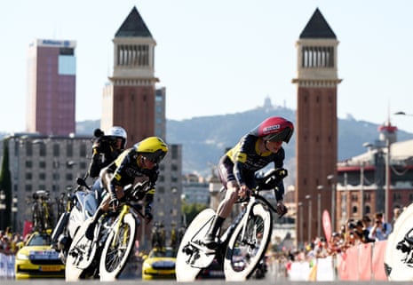 Jonas Vingegaard rounds a corner during the opening stage of the Tour de France.