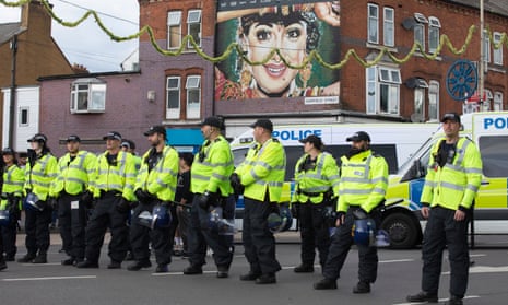 Police blocking a road in Leicester in September.