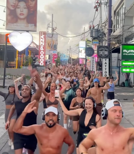Members of a run club jogging in Bali