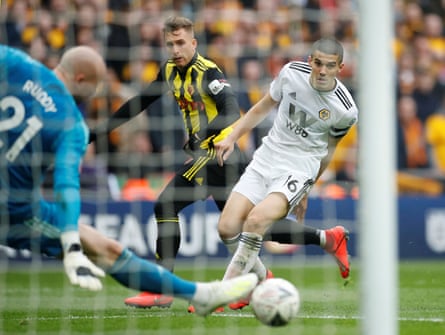 Gerard Deulofeu scores the goal against Wolves that took Watford to the FA Cup final in 2019.
