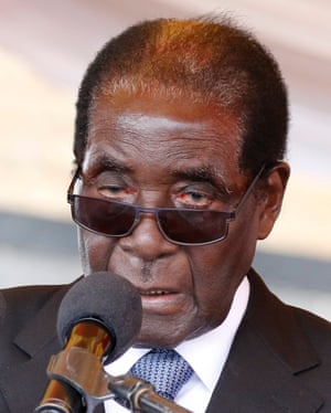 Zimbabwe’s president, Robert Mugabe, addressing mourners at a funeral recently.