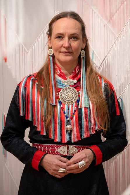Outi Pieski in a traditional outfit
