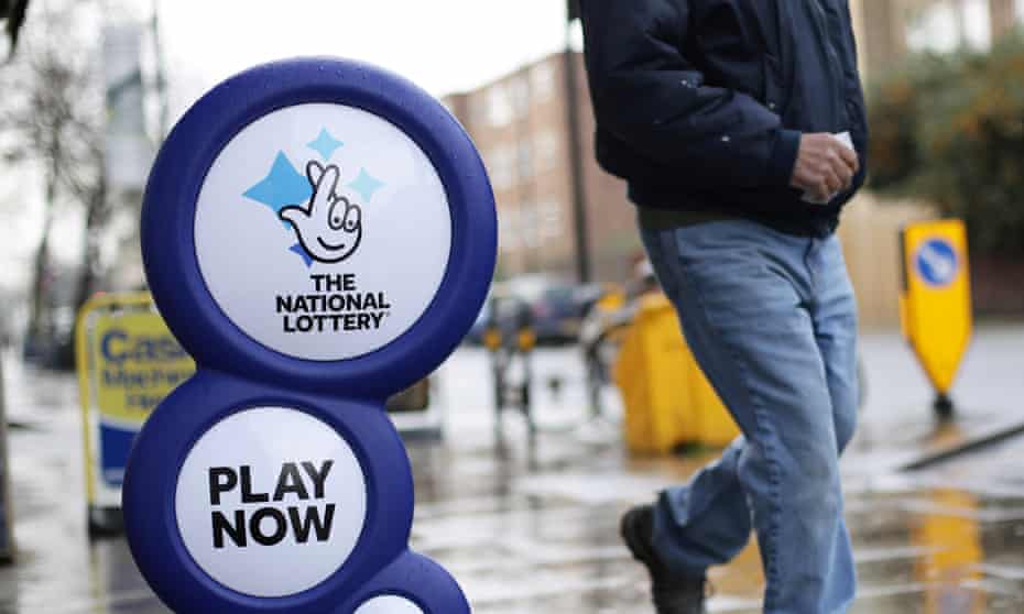 National lottery sign outside shop