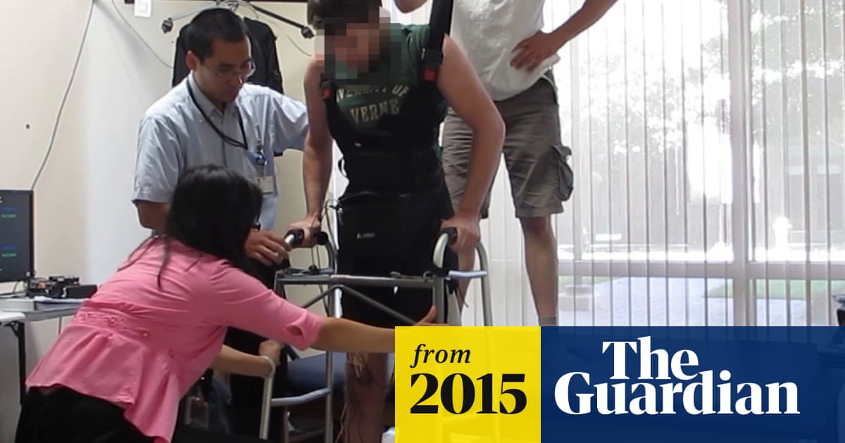 Paraplegic man walks with own legs again