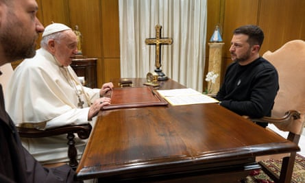 Pope Francis and Volodymyr Zelenskiy at the Vatican.