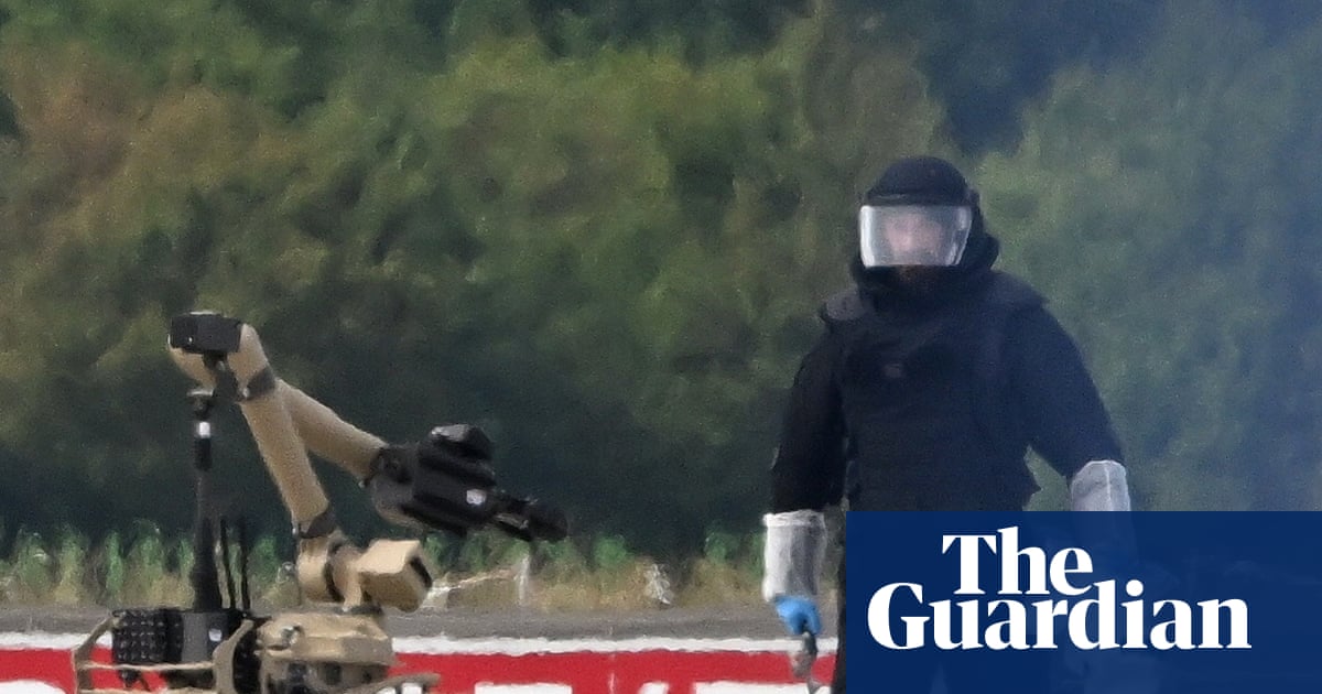 Bomb disposal robot deployed after drone carrying explosives found at German airport