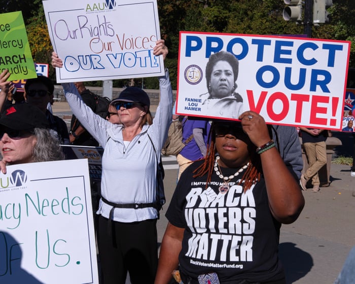 ‘My vote is my voice’: protesters fight for democracy as Trump casts shadow