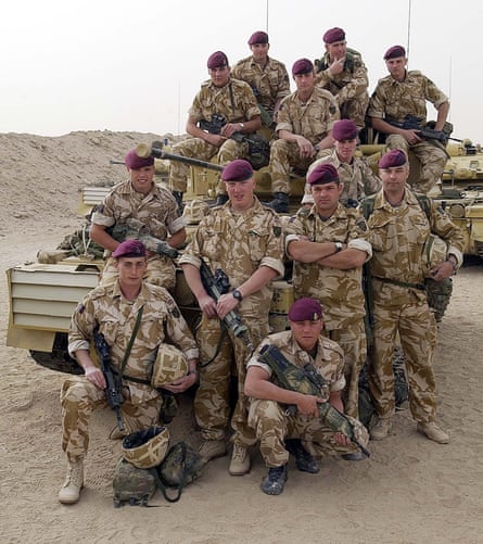 Soldiers of D Squadron, including Chris Finney (back row, third from left) and Matty Hull (front row, third from left, holding rifle)