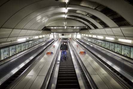 Normally crowded with City workers, Bank underground is now a ghost station