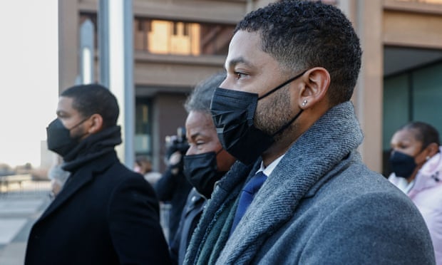 Jussie Smollett leaves the Leighton criminal court building after his trial on disorderly conduct charges on Wednesday in Chicago, Illinois.