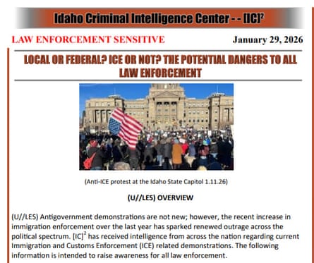 Screenshot of an internal Idaho Criminal Intelligence Center memo distributed to other law enforcement.