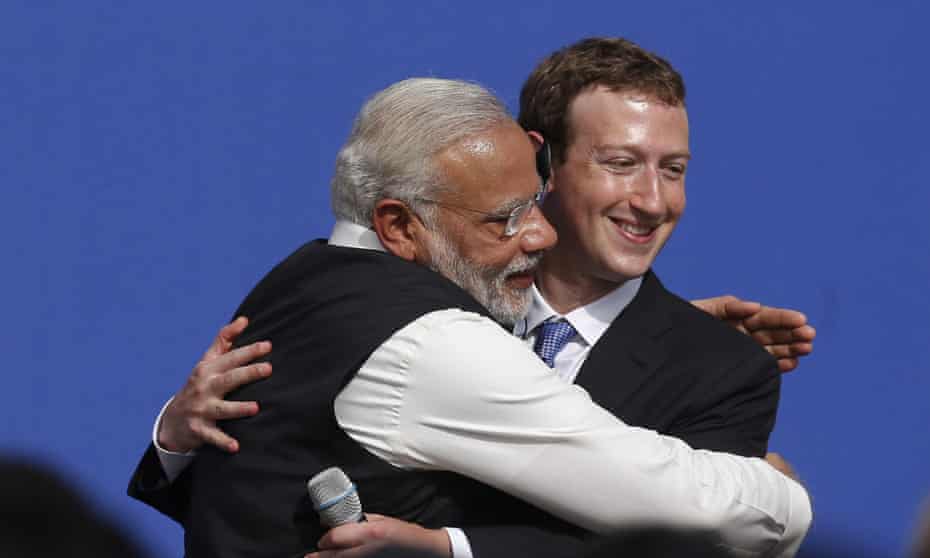 Indian prime minister Narendra Modi and Facebook chief Mark Zuckerberg praised the importance of internet access