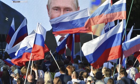 Russian President Vladimir Putin delivers his speech after signing “accession treaties” of four Ukrainian regions.