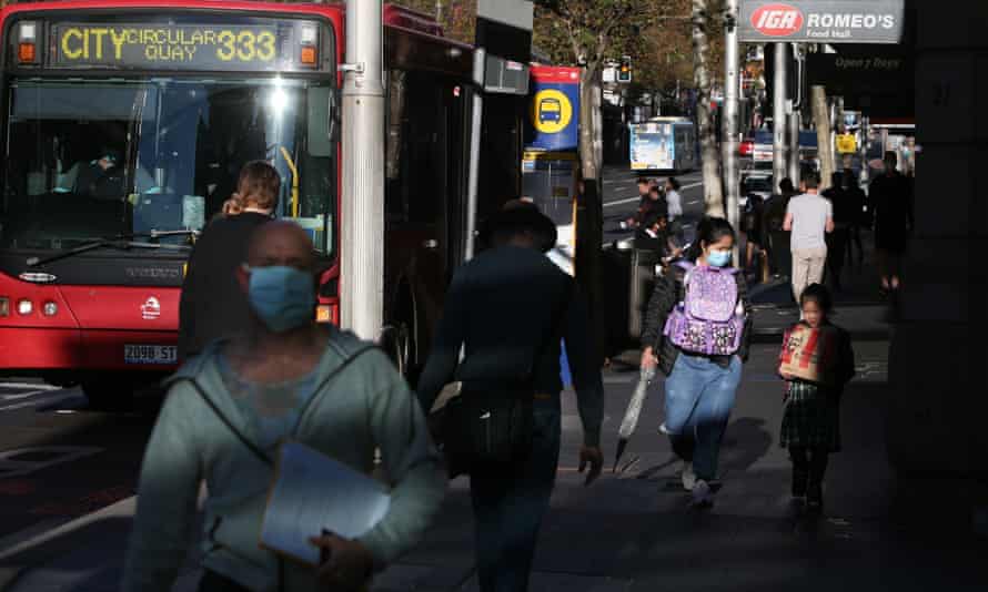 Sydney residents wearing masks