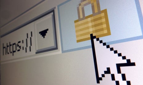 Photo of a lock icon, signifying an encrypted Internet connection, on an Internet Explorer browser