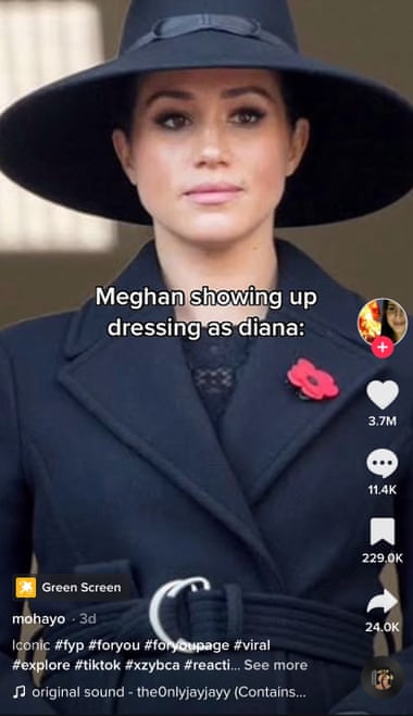 Een TikTok-bericht waarin wordt beweerd Meghan te laten zien op de begrafenis van Hare Majesteit.