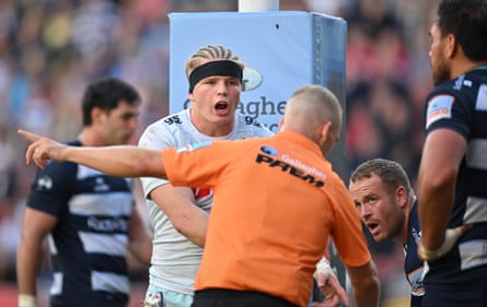 NorthamptonâÂÂs Henry Pollock appeals to referee Ian Tempest.