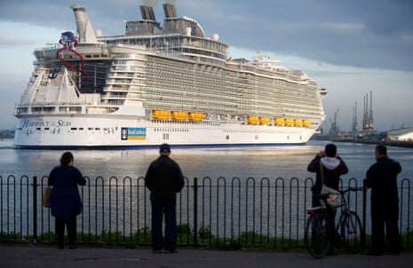 The world’s largest cruise ship, MS Harmony of the Seas, arrives in Southampton port for her maiden voyage in 2016.