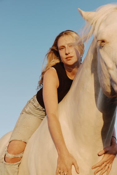 British singer-songwriter Billie Marten on horseback during her first trip to New Zealand