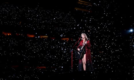Taylor Swift performing during the Red era in Philadelphia, Pennsylvania.