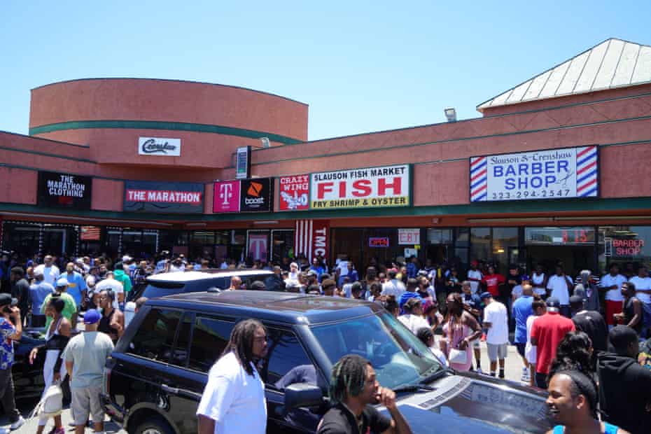 The opening of The Marathon Clothing store at Crenshaw Boulevard and Slauson Avenue in Los Angeles in 2017.