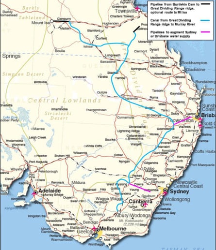 Proposed scheme to redirect 13% of water from the Burdekin River inland, via pipelines and canals
