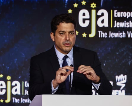 Amichai Chikli, Israel’s minister of diaspora Affairs, speaks during a symposiumin 2024 on fighting antisemitism