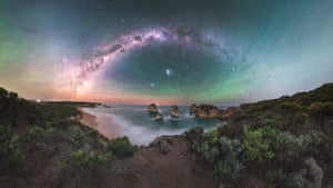 Milky Way above the ocean taken from coast road