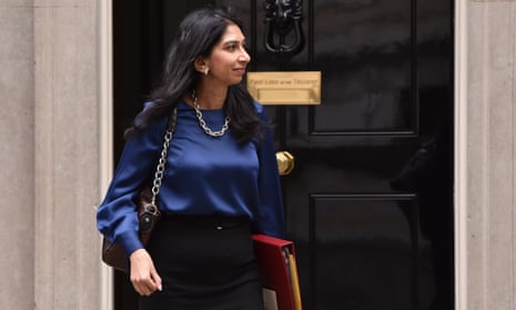 Suella Braverman leaves Downing Street after the weekly cabinet meeting.