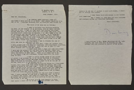 Doris Lessing’s application letter.