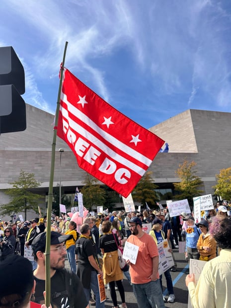 People gather at the “No Kings” Washington DC protest.