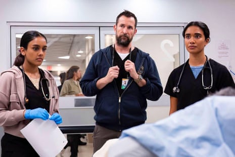 Shabana Azeez, Noah Wyle and Supriya Ganesh in The Pitt