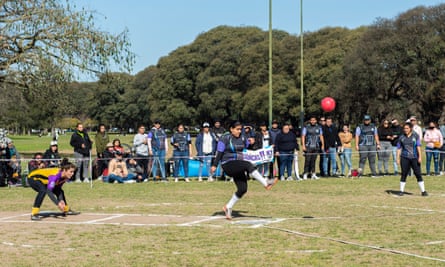 Venezuelan women enjoy a game of kickingball in Parque Olímpico, Buenos Aires