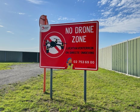 Belgium holds an emergency Council meeting to deploy drones - Europe Live | International Affairs 2 Drone sign without Dronder of Brussels International Airport in Zaventem, Belgium.