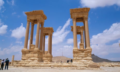 The ancient tetrapylon in Palmyra, photographed in 2008.
