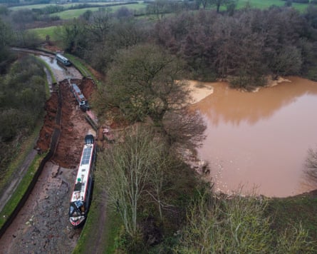 Canal boats in sinkhole